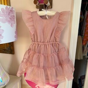 NWOT Organza Tiered Ruffle Pink Dress Size 5